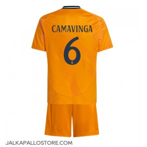 Real Madrid Eduardo Camavinga #6 Vieraspaita Lapsille 2024-25 Lyhythihainen (+ shortsit)